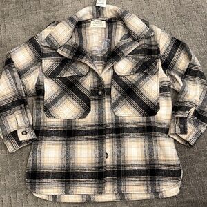 Ashley By 26 International Plaid Button Down Shirt - Black and Cream
